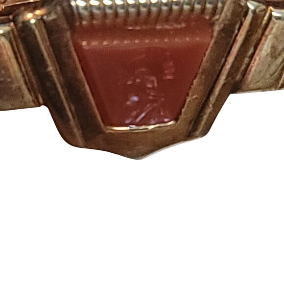 Vintage Speidel Gold Tone Tie Clip Carnelian Stone Intaglio Design Roman Warrior - Picture 3 of 8